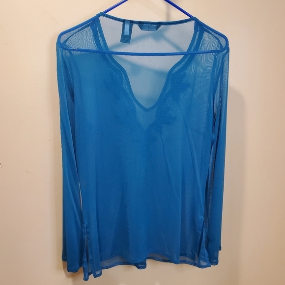 New York & Company 100% Nylon transparent blouse size M - Picture 9 of 10